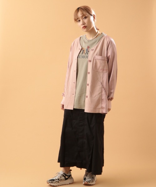 AVIREX（アヴィレックス）の「VINTAGE SATIN RAGLAN SHIRT/ ヴィンテージサテン ラグランシャツ（カーディガン/ボレロ・レディース・ピンク/グリーン・FREE）」の12枚目の写真