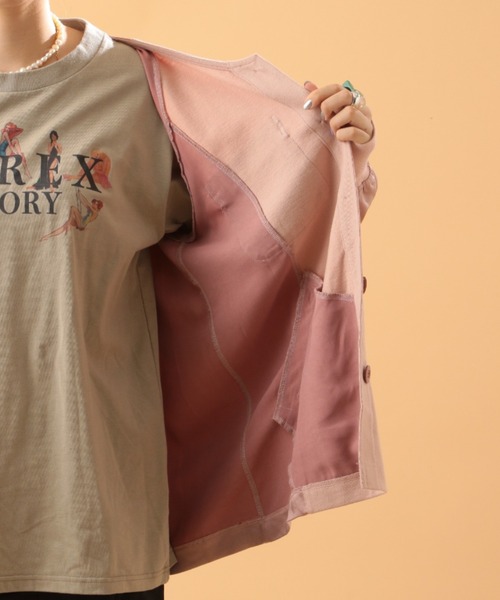 AVIREX（アヴィレックス）の「VINTAGE SATIN RAGLAN SHIRT/ ヴィンテージサテン ラグランシャツ（カーディガン/ボレロ・レディース・ピンク/グリーン・FREE）」の18枚目の写真