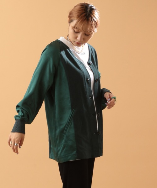 AVIREX（アヴィレックス）の「VINTAGE SATIN RAGLAN SHIRT/ ヴィンテージサテン ラグランシャツ（カーディガン/ボレロ・レディース・ピンク/グリーン・FREE）」の8枚目の写真
