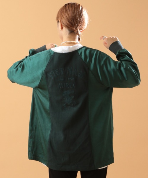 AVIREX（アヴィレックス）の「VINTAGE SATIN RAGLAN SHIRT/ ヴィンテージサテン ラグランシャツ（カーディガン/ボレロ・レディース・ピンク/グリーン・FREE）」の21枚目の写真