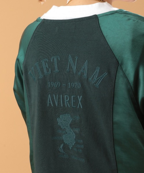 AVIREX（アヴィレックス）の「VINTAGE SATIN RAGLAN SHIRT/ ヴィンテージサテン ラグランシャツ（カーディガン/ボレロ・レディース・ピンク/グリーン・FREE）」の15枚目の写真