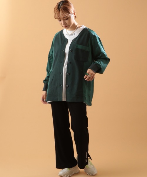 AVIREX（アヴィレックス）の「VINTAGE SATIN RAGLAN SHIRT/ ヴィンテージサテン ラグランシャツ（カーディガン/ボレロ・レディース・ピンク/グリーン・FREE）」の19枚目の写真