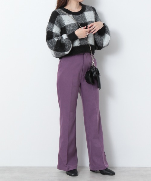 Heather(ヘザー)の「ブロックチェックショートニット 257510(ニット/セーター・レディース・ブラック系その他/ブラウン系その他/ブルー系その他・FREE)」の5枚目の写真