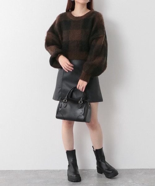 Heather(ヘザー)の「ブロックチェックショートニット 257510(ニット/セーター・レディース・ブラック系その他/ブラウン系その他/ブルー系その他・FREE)」の8枚目の写真