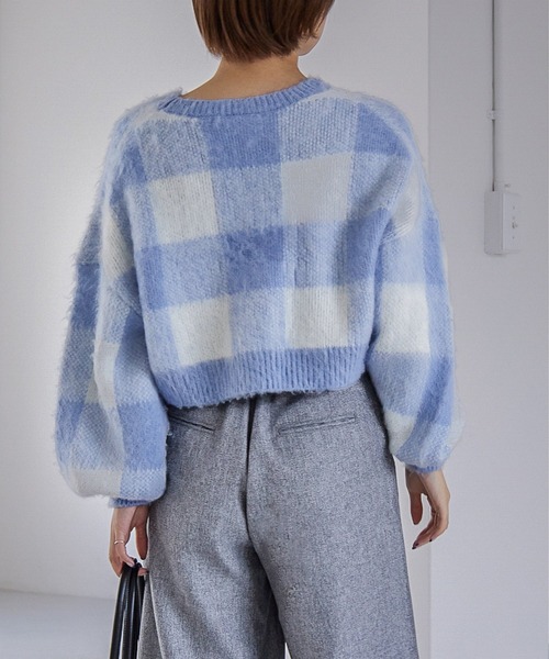 Heather(ヘザー)の「ブロックチェックショートニット 257510(ニット/セーター・レディース・ブラック系その他/ブラウン系その他/ブルー系その他・FREE)」の10枚目の写真