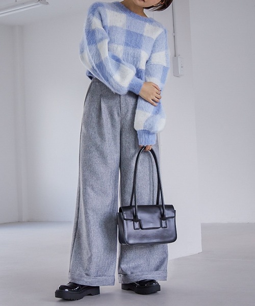 Heather(ヘザー)の「ブロックチェックショートニット 257510(ニット/セーター・レディース・ブラック系その他/ブラウン系その他/ブルー系その他・FREE)」の11枚目の写真
