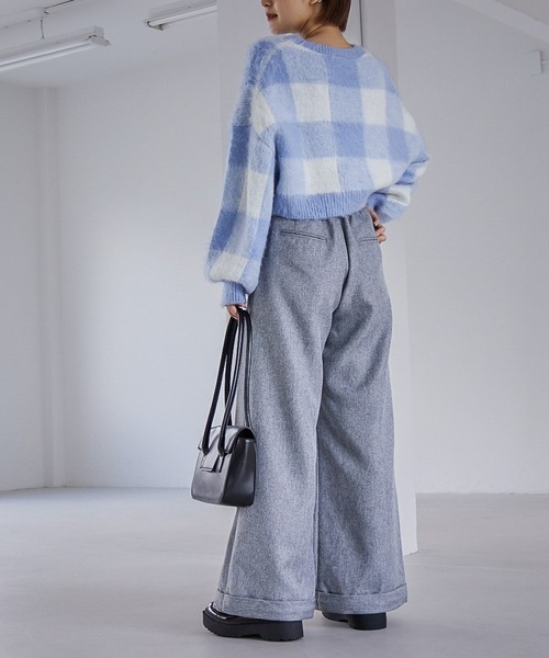 Heather(ヘザー)の「ブロックチェックショートニット 257510(ニット/セーター・レディース・ブラック系その他/ブラウン系その他/ブルー系その他・FREE)」の12枚目の写真