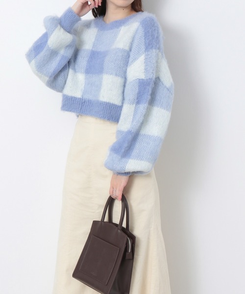 Heather(ヘザー)の「ブロックチェックショートニット 257510(ニット/セーター・レディース・ブラック系その他/ブラウン系その他/ブルー系その他・FREE)」の13枚目の写真