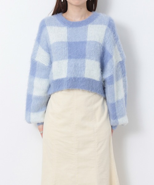 Heather(ヘザー)の「ブロックチェックショートニット 257510(ニット/セーター・レディース・ブラック系その他/ブラウン系その他/ブルー系その他・FREE)」の16枚目の写真