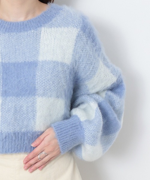 Heather(ヘザー)の「ブロックチェックショートニット 257510(ニット/セーター・レディース・ブラック系その他/ブラウン系その他/ブルー系その他・FREE)」の20枚目の写真