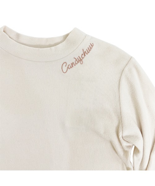 Candychuu（キャンディチュウ）の「【プチプラ】起毛テレコロンT（Tシャツ/カットソー・キッズ・ホワイト/ブラック/ラベンダー・SS/S/M/XXS）」の6枚目の写真