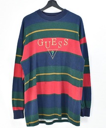 【ヴィンテージ古着】90's GUESS/ゲス 刺繍ロゴ ロンT USA製