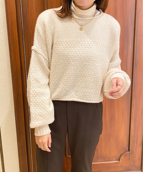 apres jour（アプレジュール）の「天竺＆かのこ編みニット【ZOZOTOWN限定アイテム】（ニット/セーター・レディース・ブラック/オレンジ/グリーン/アイボリー・X-LARGE/フリー）」の17枚目の写真