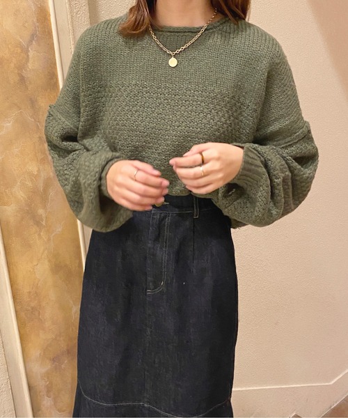 apres jour（アプレジュール）の「天竺＆かのこ編みニット【ZOZOTOWN限定アイテム】（ニット/セーター・レディース・ブラック/オレンジ/グリーン/アイボリー・X-LARGE/フリー）」の15枚目の写真
