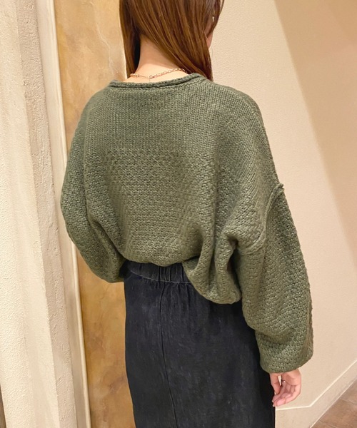 apres jour（アプレジュール）の「天竺＆かのこ編みニット【ZOZOTOWN限定アイテム】（ニット/セーター・レディース・ブラック/オレンジ/グリーン/アイボリー・X-LARGE/フリー）」の7枚目の写真