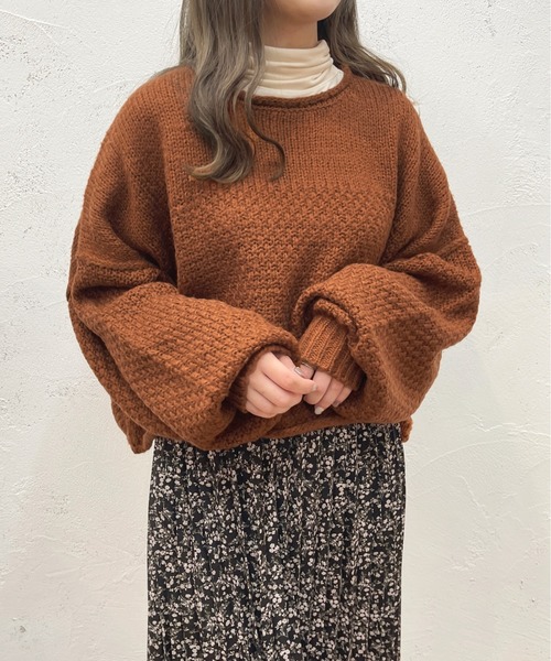 apres jour（アプレジュール）の「天竺＆かのこ編みニット【ZOZOTOWN限定アイテム】（ニット/セーター・レディース・ブラック/オレンジ/グリーン/アイボリー・X-LARGE/フリー）」の16枚目の写真