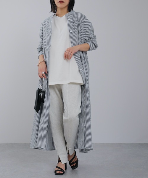 セール】ストライプロングシャツワンピース（シャツワンピース