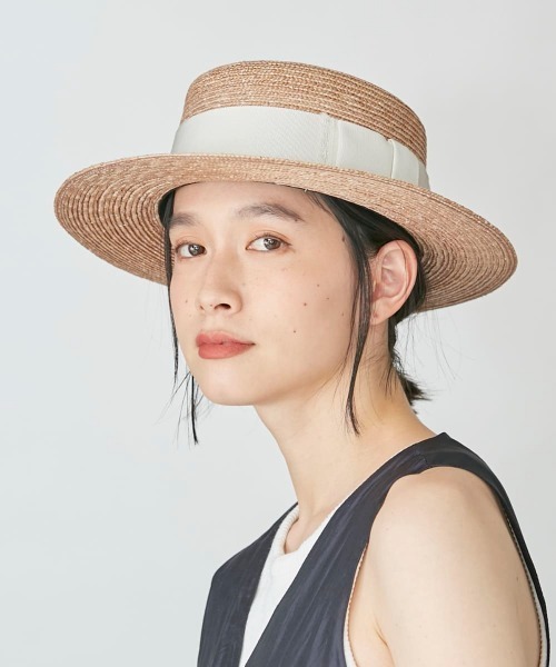 OVERRIDE(オーバーライド)の「OVERRIDE STRAW BOATER(ハット・レディース・ホワイト/ブラック/グリーン・M/57.5cm)」の9枚目の写真