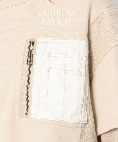 AVIREX(アヴィレックス)の「DENIM COMBI SWEAT/ デニムコンビスウェット(スウェット・レディース・チャコール/ベージュ・FREE)」の9枚目の写真