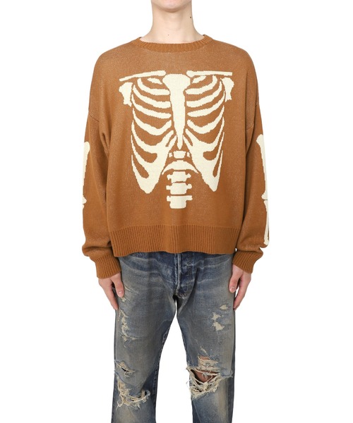 MYne(マイン)の「【MYne】Bone Knit Pulllover(ニット/セーター・メンズ・ブラック/ブラウン/カーキ・S/M/L)」の1枚目の写真