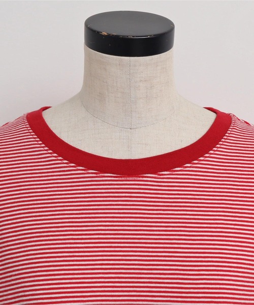 chambre de charme（シャンブルドゥシャーム）の「△cdc 40/2ミジンボーダー ゆったり6分袖プルオーバー（Tシャツ/カットソー・レディース・レッド/ブルー/ブラック・FREE）」の22枚目の写真