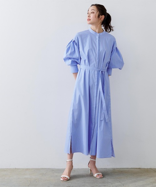 UR'S（ユアーズ）の「ﾊﾞﾝﾄﾞｶﾗｰﾜﾝﾋﾟｰｽ（シャツワンピース・レディース・ベージュ/ネイビー/ブルー系その他・S/M/L）」の10枚目の写真