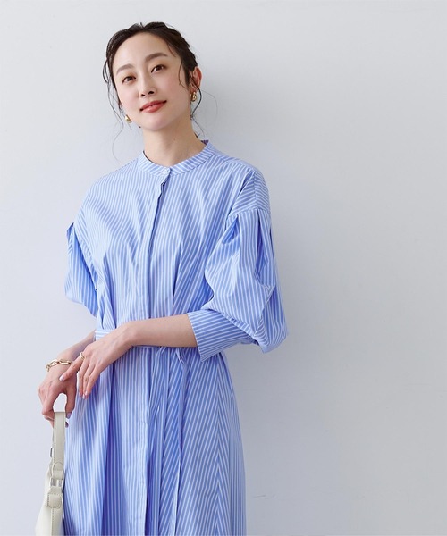 UR'S（ユアーズ）の「ﾊﾞﾝﾄﾞｶﾗｰﾜﾝﾋﾟｰｽ（シャツワンピース・レディース・ベージュ/ネイビー/ブルー系その他・S/M/L）」の19枚目の写真