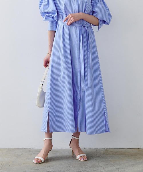 UR'S（ユアーズ）の「ﾊﾞﾝﾄﾞｶﾗｰﾜﾝﾋﾟｰｽ（シャツワンピース・レディース・ベージュ/ネイビー/ブルー系その他・S/M/L）」の13枚目の写真