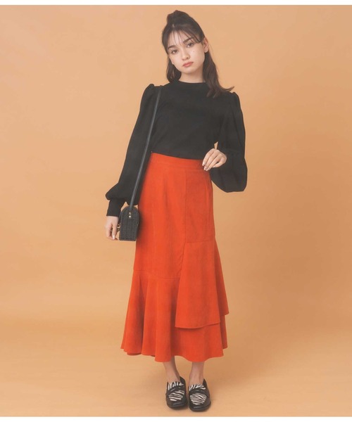 CHILLE（チル）の「ピーチ起毛アシンメトリーフレアスカート（スカート・レディース・グリーン/ブルー/オレンジ・FREE）」の17枚目の写真