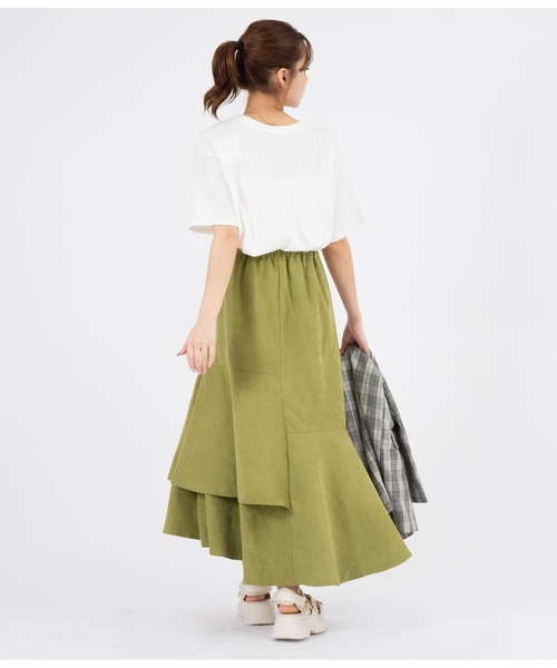 CHILLE（チル）の「ピーチ起毛アシンメトリーフレアスカート（スカート・レディース・グリーン/ブルー/オレンジ・FREE）」の13枚目の写真