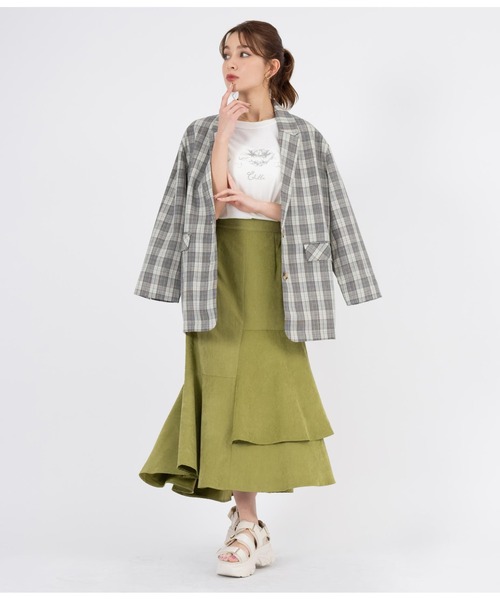 CHILLE（チル）の「ピーチ起毛アシンメトリーフレアスカート（スカート・レディース・グリーン/ブルー/オレンジ・FREE）」の9枚目の写真