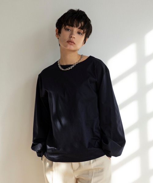 ReNorm（リノーム）の「ボリュームスリーブプルオーバー（Tシャツ/カットソー・レディース・ホワイト/ネイビー・フリー）」の20枚目の写真