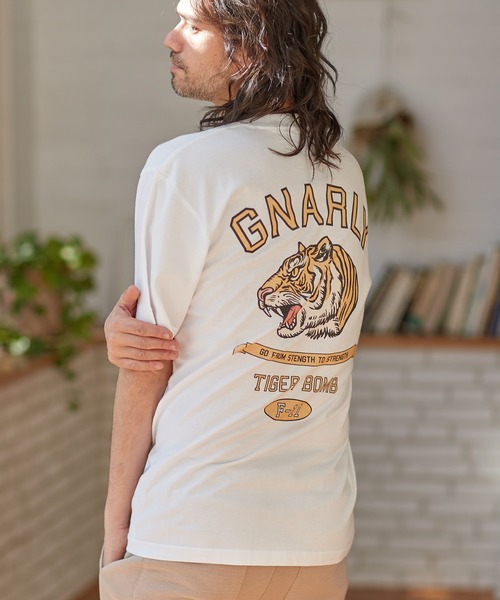 CAMBIO(カンビオ)の「mt7769-プリントT(カレッジ虎)(Tシャツ/カットソー・メンズ・ミックスグレー/サンドベージュ/ホワイト・L/XL/M/S)」の15枚目の写真