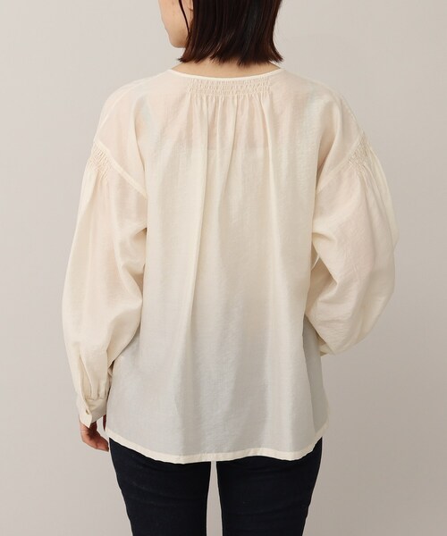 美品♪アンタイトル シアー素材 袖コンブラウス ブラック UNTITLED（アンタイトル）の「◇シアー素材 袖コンブラウス