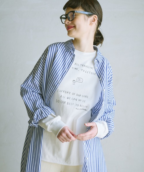 PUAL CE CIN(ピュアルセシン)の「ストライプシャツカラーワンピース(シャツワンピース・レディース・ブルー系/イエロー系/レッド系・FREE)」の4枚目の写真