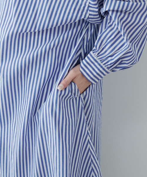 PUAL CE CIN(ピュアルセシン)の「ストライプシャツカラーワンピース(シャツワンピース・レディース・ブルー系/イエロー系/レッド系・FREE)」の22枚目の写真