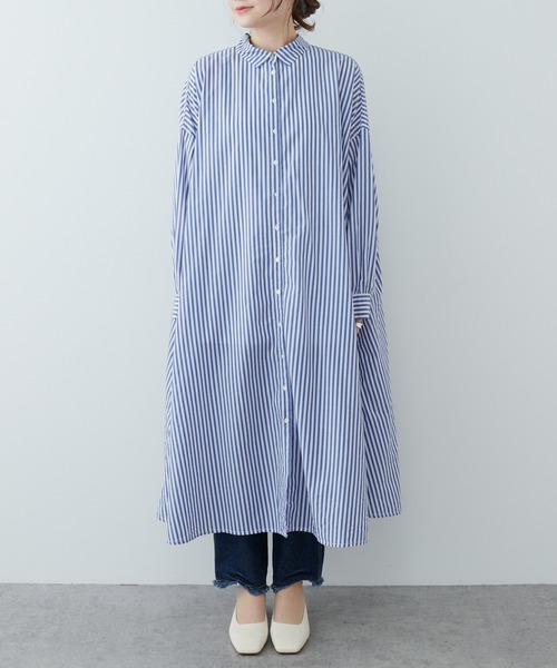 PUAL CE CIN(ピュアルセシン)の「ストライプシャツカラーワンピース(シャツワンピース・レディース・ブルー系/イエロー系/レッド系・FREE)」の16枚目の写真