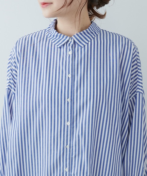 PUAL CE CIN(ピュアルセシン)の「ストライプシャツカラーワンピース(シャツワンピース・レディース・ブルー系/イエロー系/レッド系・FREE)」の19枚目の写真