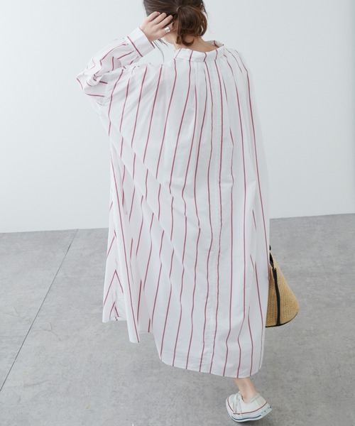 PUAL CE CIN(ピュアルセシン)の「ストライプシャツカラーワンピース(シャツワンピース・レディース・ブルー系/イエロー系/レッド系・FREE)」の15枚目の写真