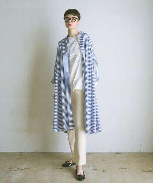 PUAL CE CIN(ピュアルセシン)の「ストライプシャツカラーワンピース(シャツワンピース・レディース・ブルー系/イエロー系/レッド系・FREE)」の10枚目の写真