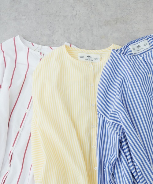 PUAL CE CIN(ピュアルセシン)の「ストライプシャツカラーワンピース(シャツワンピース・レディース・ブルー系/イエロー系/レッド系・FREE)」の6枚目の写真