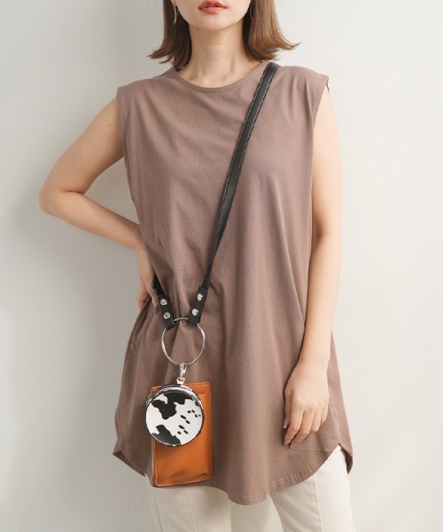 Futier land(フューティアランド)の「アームカバーインタックタンクトップ(Tシャツ/カットソー・レディース・ホワイト/ブラック/グリーン/モカ・MEDIUM)」の3枚目の写真