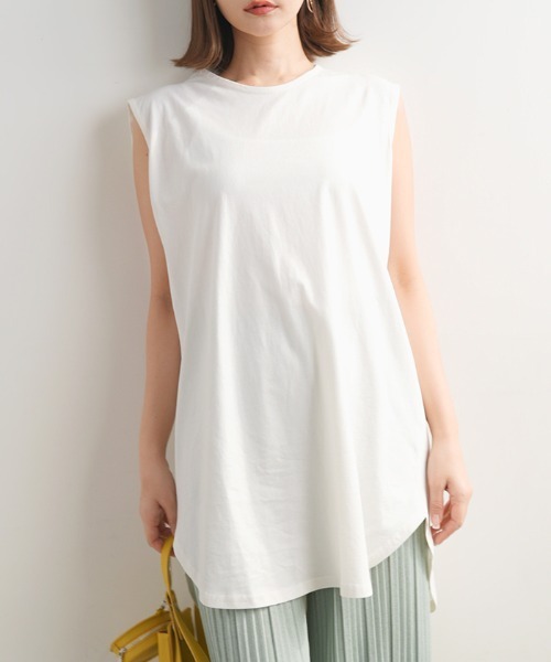 Futier land(フューティアランド)の「アームカバーインタックタンクトップ(Tシャツ/カットソー・レディース・ホワイト/ブラック/グリーン/モカ・MEDIUM)」の13枚目の写真