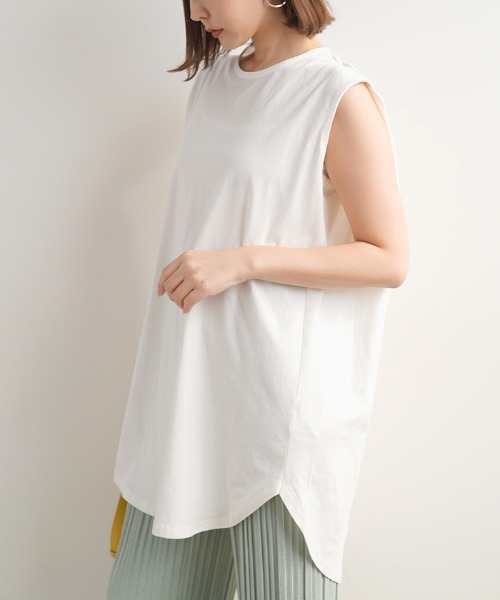 Futier land(フューティアランド)の「アームカバーインタックタンクトップ(Tシャツ/カットソー・レディース・ホワイト/ブラック/グリーン/モカ・MEDIUM)」の19枚目の写真