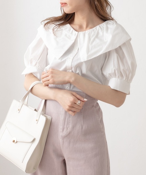 OLIVE des OLIVE（オリーブデオリーブ）の「バルーンカラーブラウス（シャツ/ブラウス・レディース・ブラック/オフホワイト/アイボリー・FREE）」の7枚目の写真