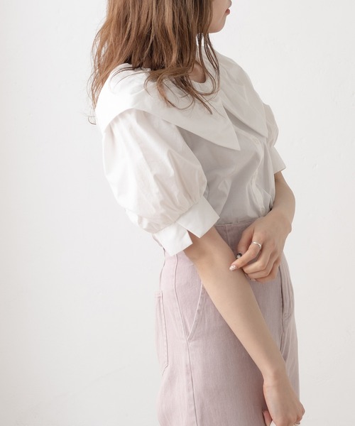 OLIVE des OLIVE（オリーブデオリーブ）の「バルーンカラーブラウス（シャツ/ブラウス・レディース・ブラック/オフホワイト/アイボリー・FREE）」の8枚目の写真