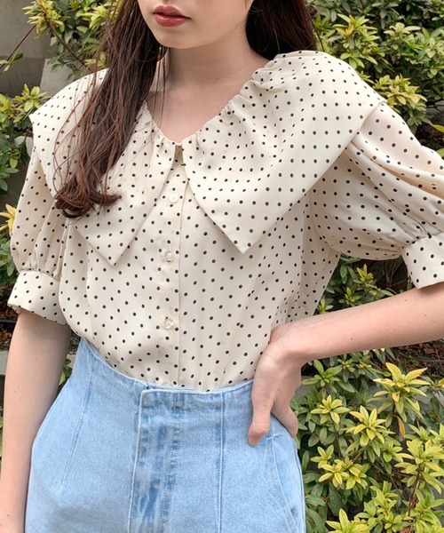 OLIVE des OLIVE（オリーブデオリーブ）の「バルーンカラーブラウス（シャツ/ブラウス・レディース・ブラック/オフホワイト/アイボリー・FREE）」の14枚目の写真