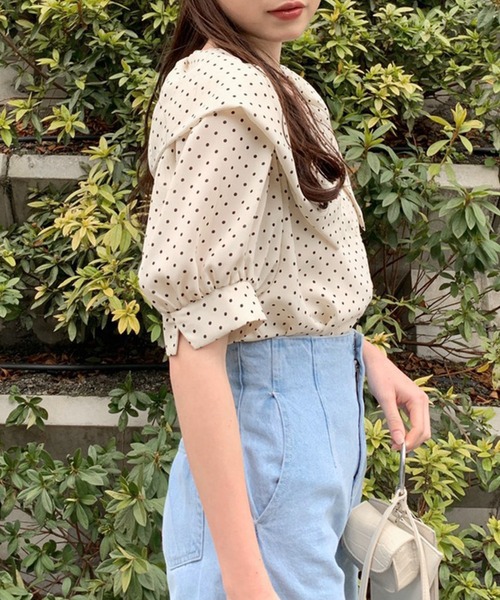 OLIVE des OLIVE（オリーブデオリーブ）の「バルーンカラーブラウス（シャツ/ブラウス・レディース・ブラック/オフホワイト/アイボリー・FREE）」の15枚目の写真