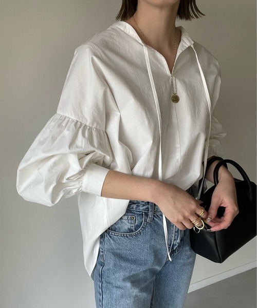 y/m by misato(イムバイミサト)の「ネックリボンボリュームスリーブブラウス(シャツ/ブラウス・レディース・ホワイト・FREE)」の16枚目の写真