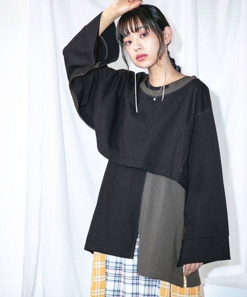 osharewalker（オシャレウォーカー）の「【廃盤】『アレンジボレロ×配色アシメタンクセット』（Tシャツ/カットソー・レディース・ブラック・1/2）」の15枚目の写真